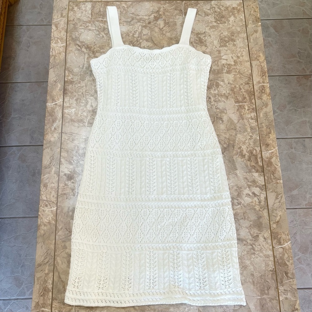 Taylor Ivory Crochet Knit Midi Cottagecore Dress – Size XL - Picture 3 of 13